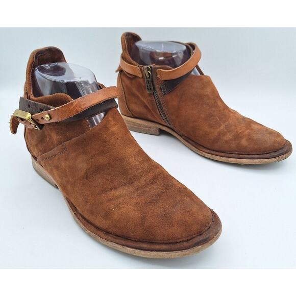 A.S.98 AS 98 Felix Brown Leather Suede Belted Booties Women 6 Excellent Cond. - Picture 4 of 16
